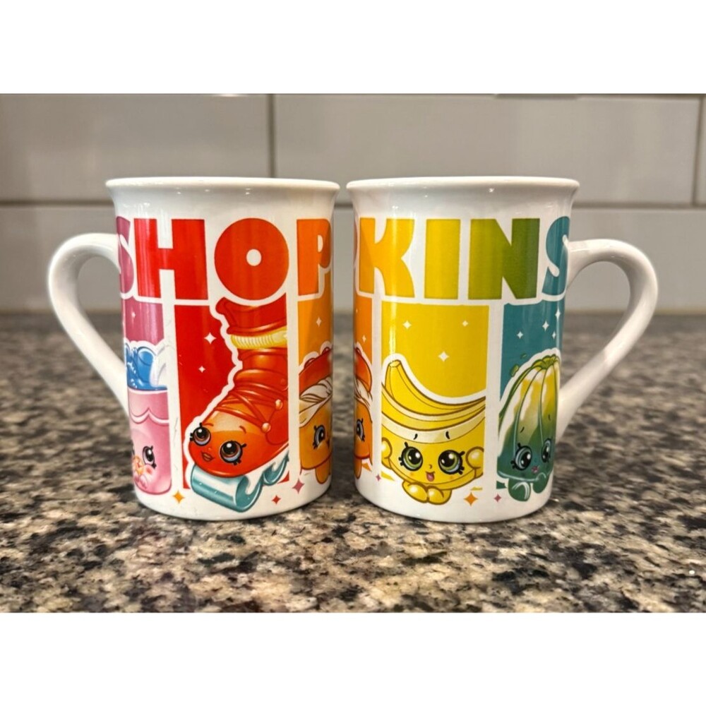 Shopkins 2017 Colorful Coffee Tea Mugs (2) Moose Enterprises 8oz